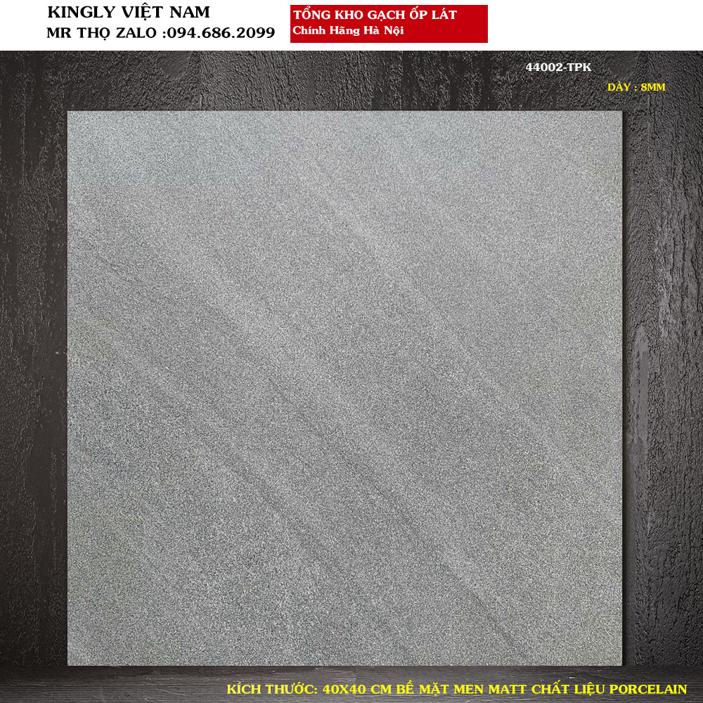 Gạch lát nền chống trơn 40x40 cm vân xi măng 44002 Loại 1